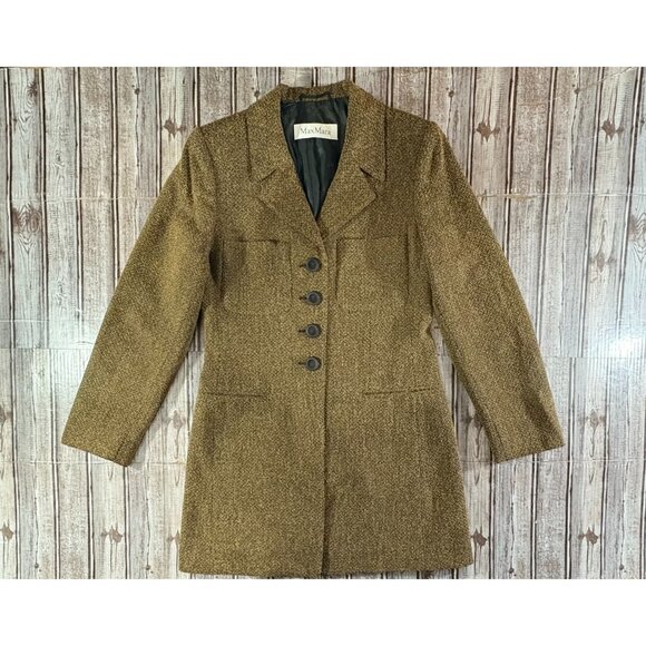 MaxMara Jackets & Blazers - MaxMara Wool Blend tweed Coat jacket size 6 color brown